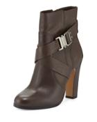 Connolly Buckle Leather Bootie, Khaki Gray