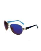Aviator Combo Sunglasses, Shiny Silver/blue Demi
