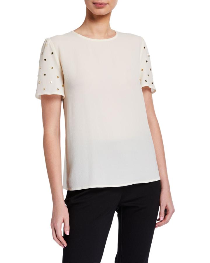 Embellished Crewneck Blouse
