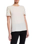 Embellished Crewneck Blouse