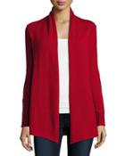 Cashmere Basic Open-front Cardigan, Red