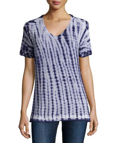 V-neck Tie-dye Printed Tee