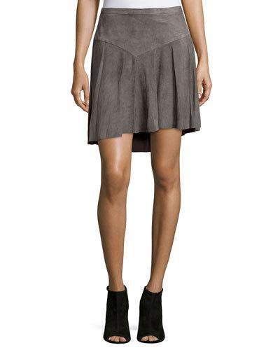 Fit-&-flare Suede Skirt, Charcoal