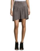 Fit-&-flare Suede Skirt, Charcoal