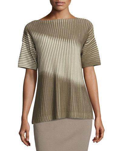 Half-sleeve Bicolor Pleat-stitch
