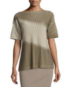 Half-sleeve Bicolor Pleat-stitch