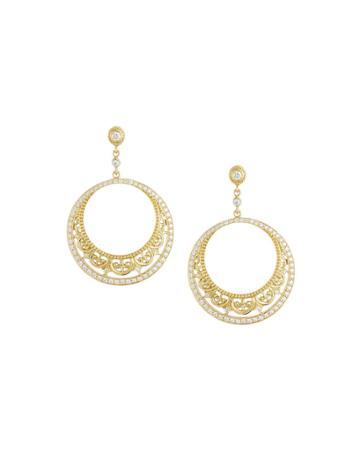 Medieval Lace 18k Gold & Diamond Hoop Drop Earrings