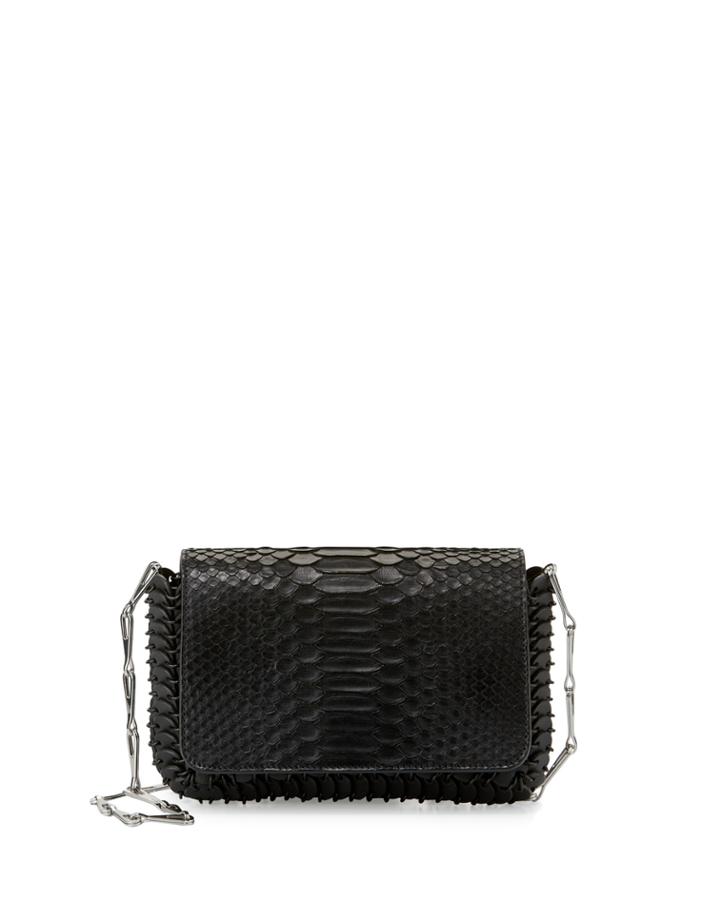 Small Python Shoulder Bag, Black
