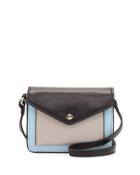 Lacey Leather Envelope Crossbody Bag, Black/mink Gray/powder Blue