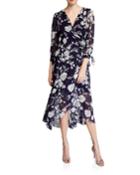 3/4-sleeve Faux Wrap Dress
