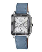 Bari Tortoise Limited Edition Diamond Suede Strap Watch, Blue/steel