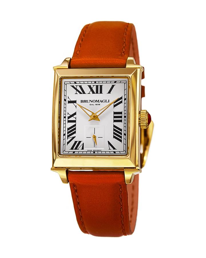27mm Valentina Rectangular Watch, Orange/gold