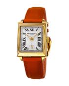 27mm Valentina Rectangular Watch, Orange/gold