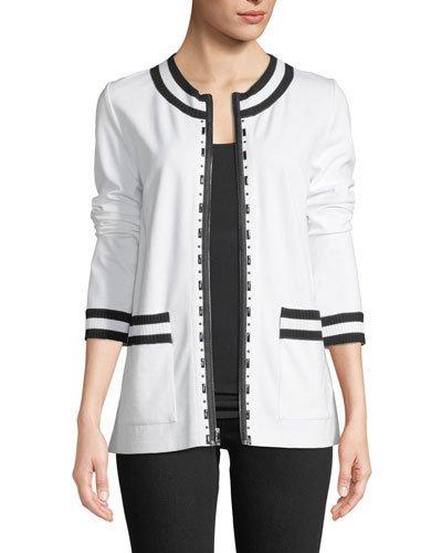 Striped-trim Zip-front Jacket