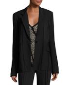 Seamed One-button Jacket, Black