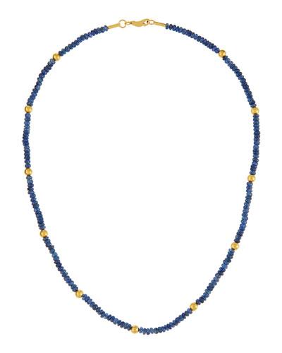 24k Gold & Blue Sapphire Gleam Rain Necklace