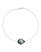 18k Elegant Tahitian Pearl Wire Necklace,