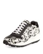 Flocked Low-top Sneaker, White/black