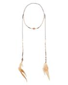 Crystal Lariat Feather Necklace, Orange