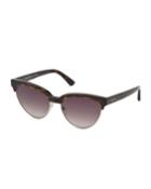 Tortoise Cat-eye Semi-rimless Sunglasses, Brown