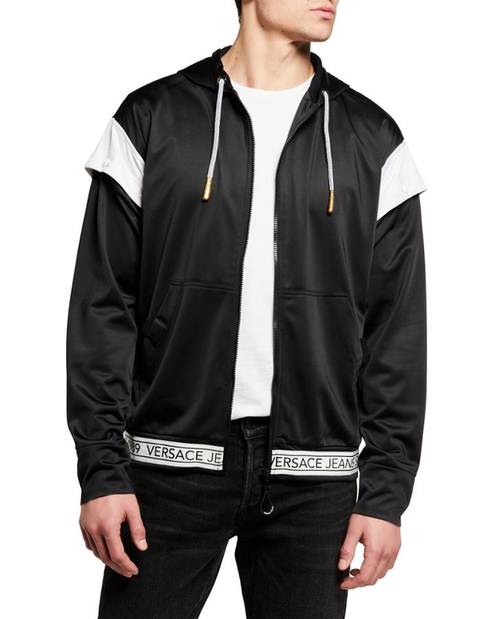 Men's Logo-hem Hooded Detachable