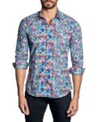 Men's Multicolor Circle Button-down