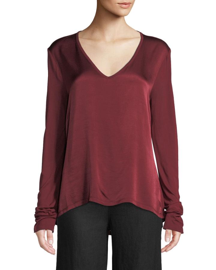Kalvin V-neck Satin-front Tee