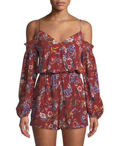 Cold-shoulder Floral Romper