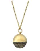 Ball Locket Pendant Necklace W/ Diamond Pave