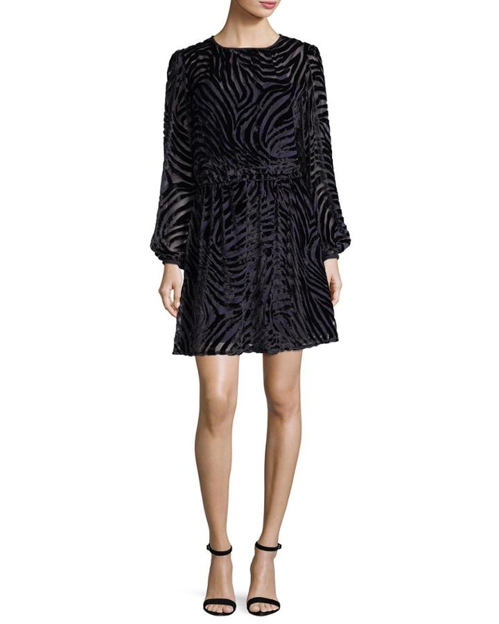 Long-sleeve Tiger Devor&eacute; Velvet Dress