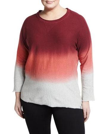 Dip-dye French Terry Cloth Sweatshirt, Brown,