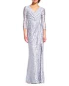 Long-sleeve Wrap Gown In