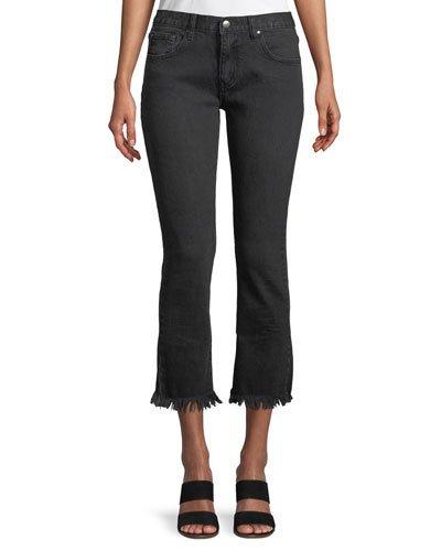 Frayed Ankle Dark-wash Jeans