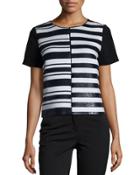 Willa Short-sleeve Striped Top, Black