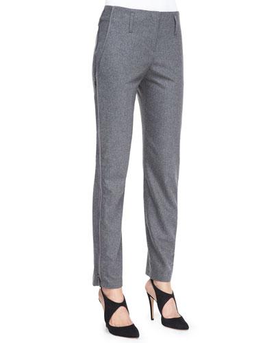 Flannel Side Zip-detail Pants