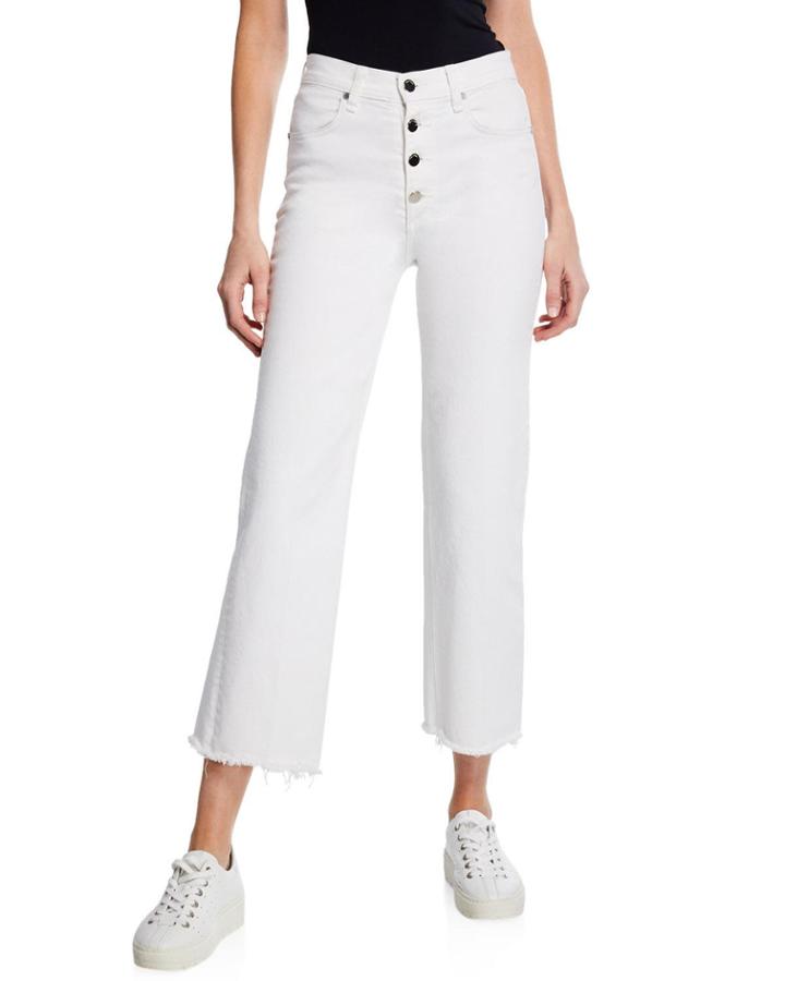 Justine Cropped Wide-leg Jeans With Button Fly