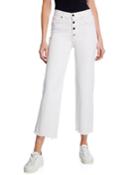 Justine Cropped Wide-leg Jeans With Button Fly