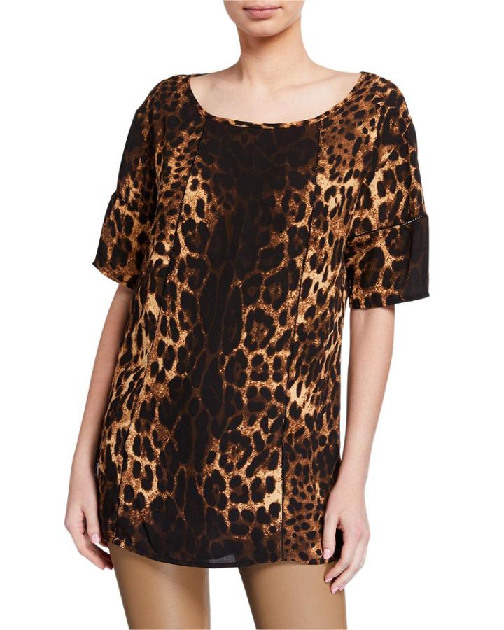 Elbow Drop-sleeve Wide-neck Boxy Top
