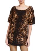 Elbow Drop-sleeve Wide-neck Boxy Top