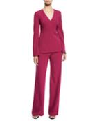 Arya Two-piece Crepe Long-sleeve Top & Pant