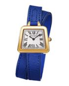 28mm Emma Trapezoid Double-wrap Watch, Blue/gold