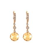 18k White/rose Gold Multi-diamond And Citrine Dangle Earrings