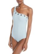 Viviana Grommet-trim One-shoulder Swimsuit With