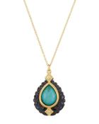 Old World Multi-gem Teardrop Pendant Necklace W/ Diamonds