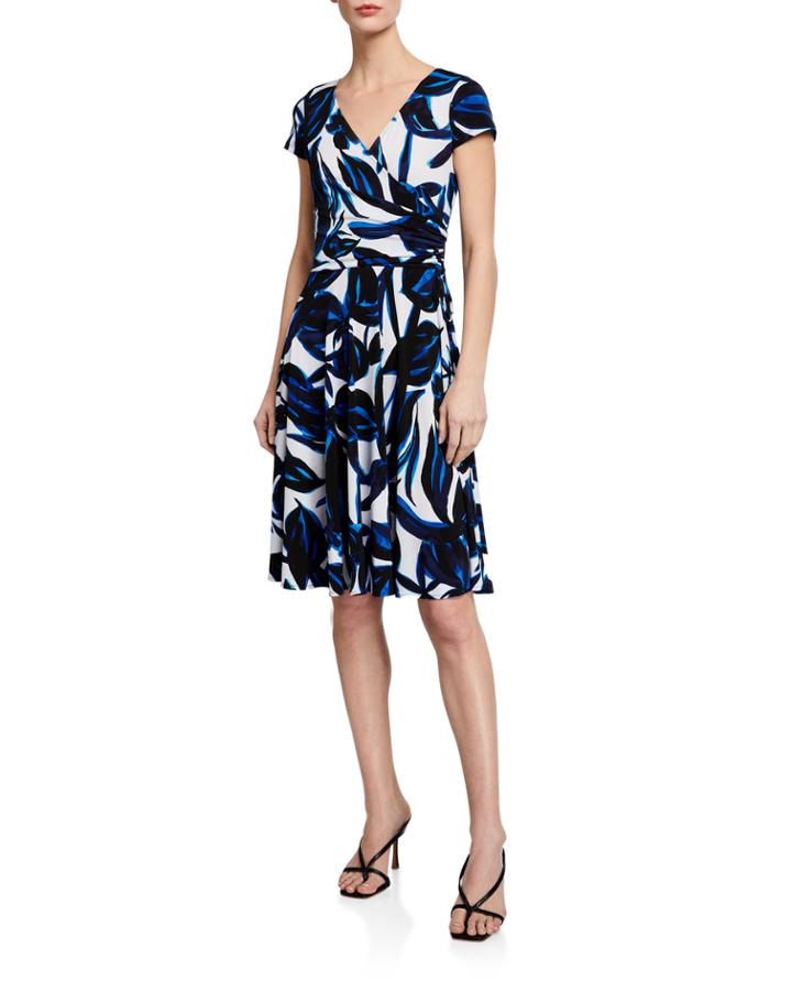 Blossom Blaze Printed Faux-wrap Dress