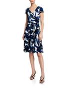 Blossom Blaze Printed Faux-wrap Dress