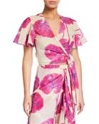 Hailey Printed Short-sleeve Beach Wrap Top