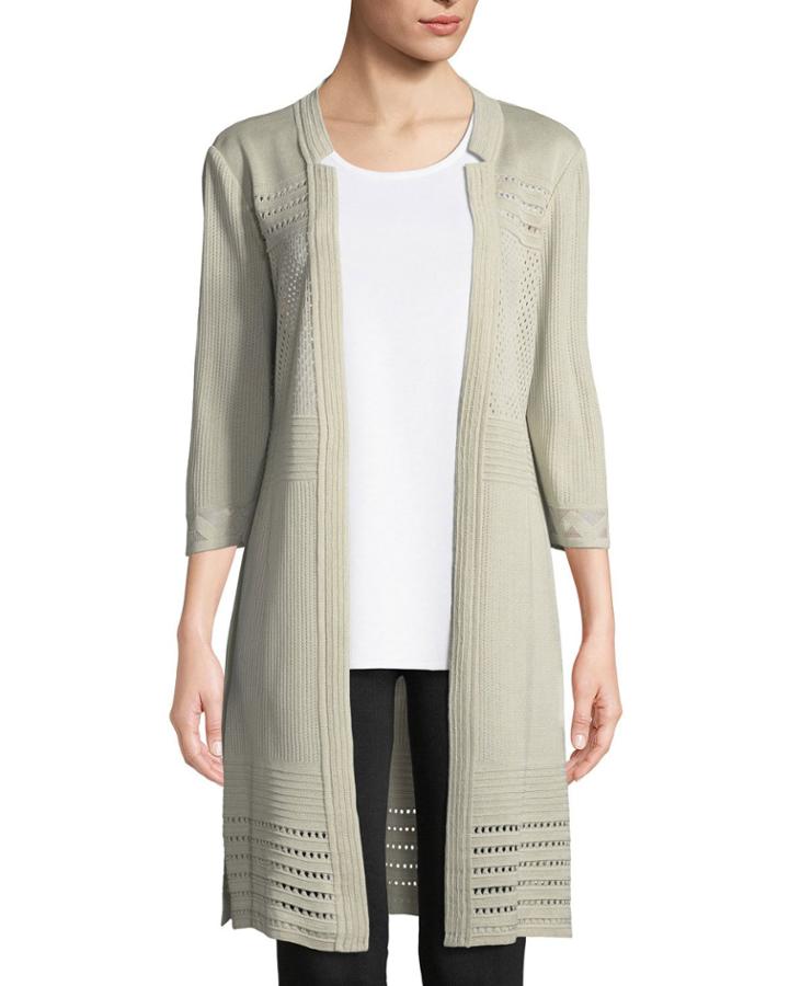 3/4-sleeve Notched-lapel Topper Jacket,