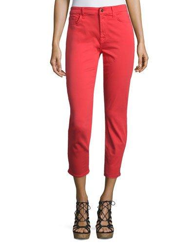Mid-rise Sateen Skinny Cropped Jeans