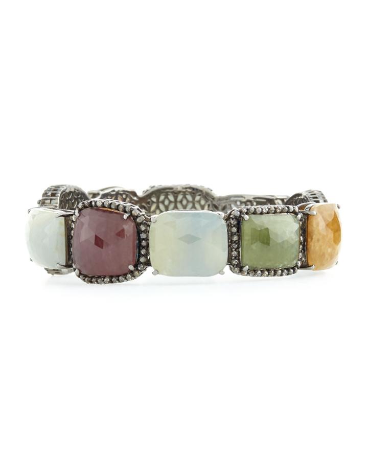 Bavna Multicolor Sapphire & Diamond Bangle Bracelet, Women's